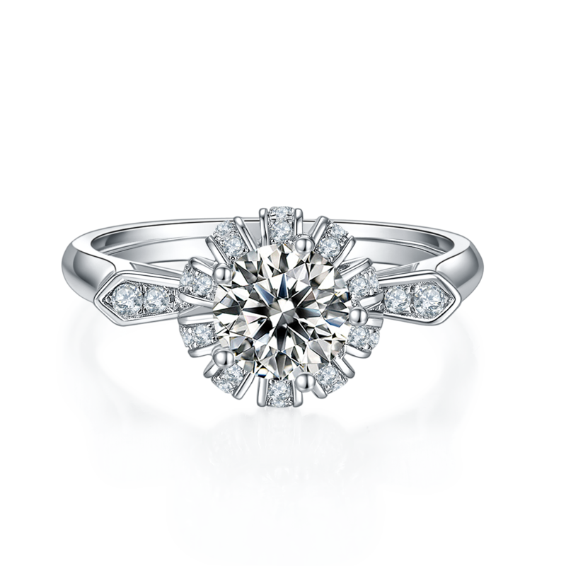 制服诱惑S925银镀白金MoissaniteWomen's Ring1ctD级
